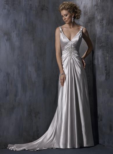 Silver wedding dresses with sleeves