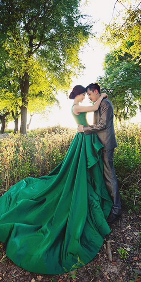 green wedding gown