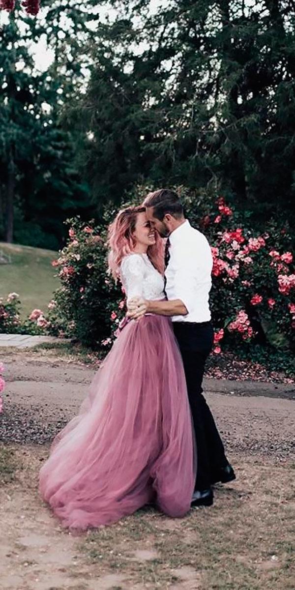 lace a line with sleeves purple wedding dresses sweet caroline