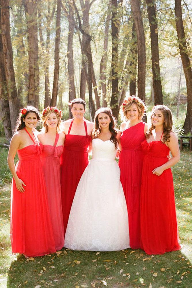 red bridesmaid dresses long mismatched bright aron delesie