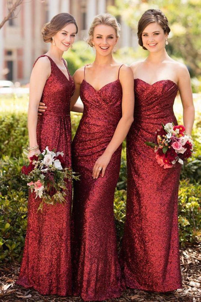red bridesmaid dresses long mismatched sequins sorella vita