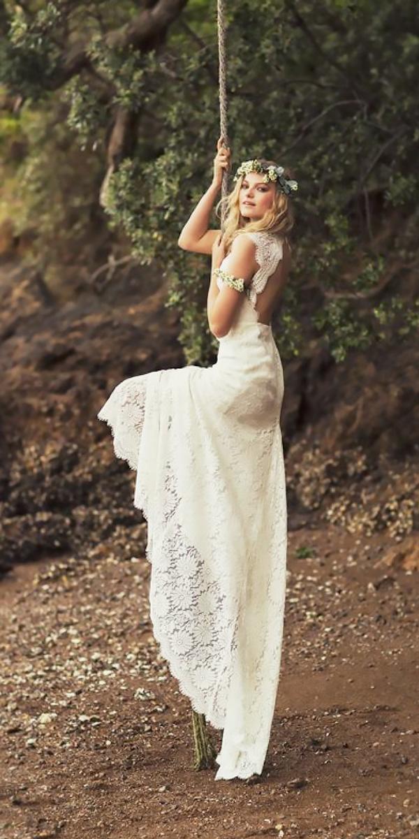 beach wedding dresses open back cap sleeved boho rue de seine daisy