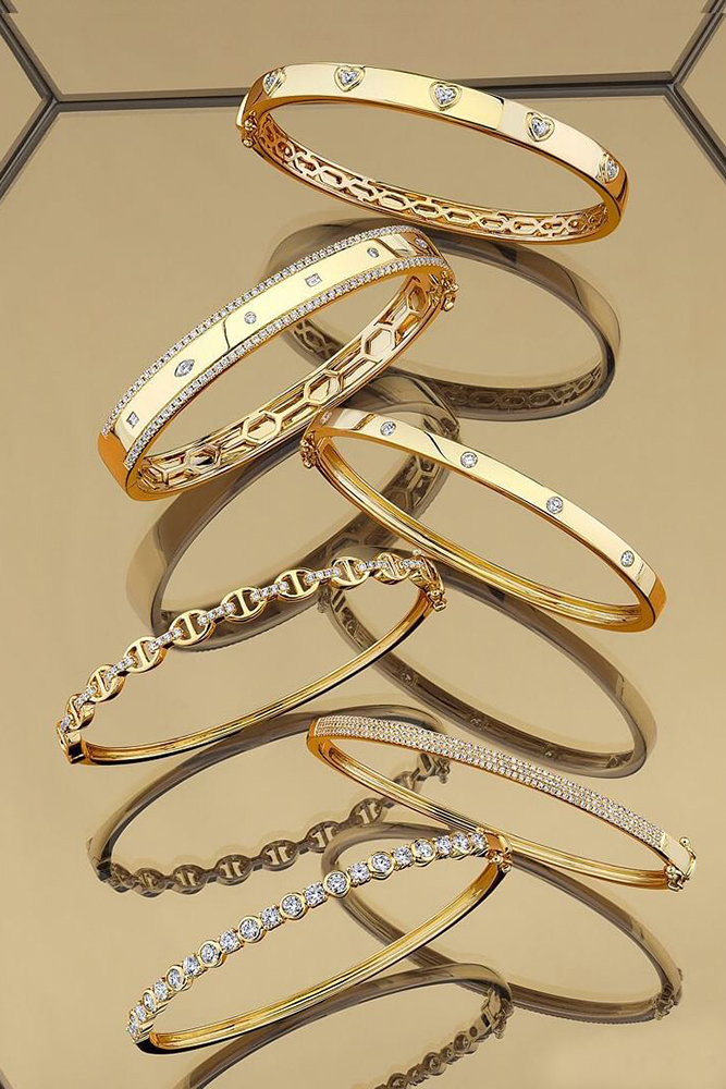  gold diamond bangles for bridal single line orinjewelers