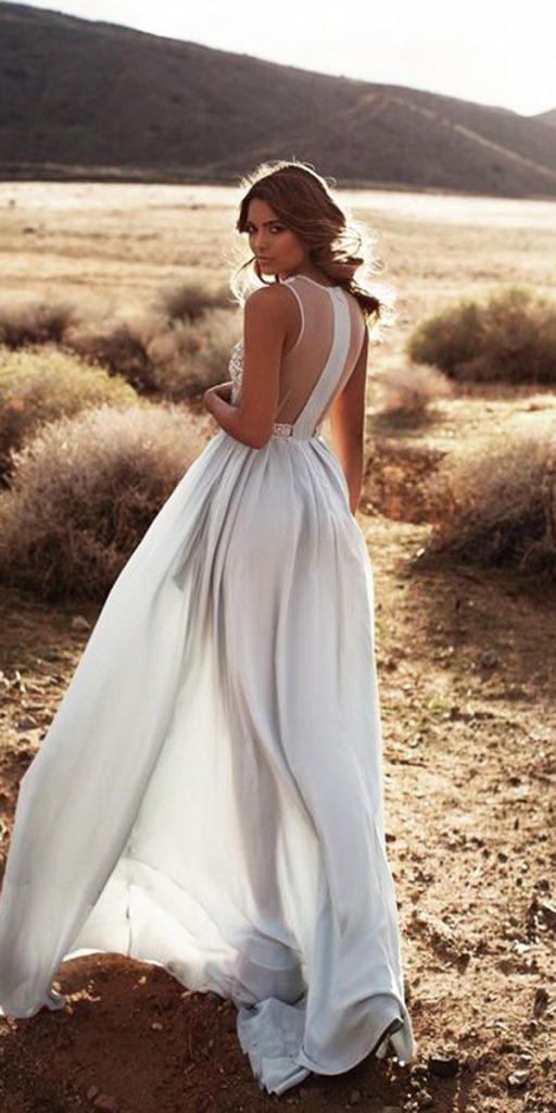 hawaiian wedding dresses illusion back silk skirt beach lurelly