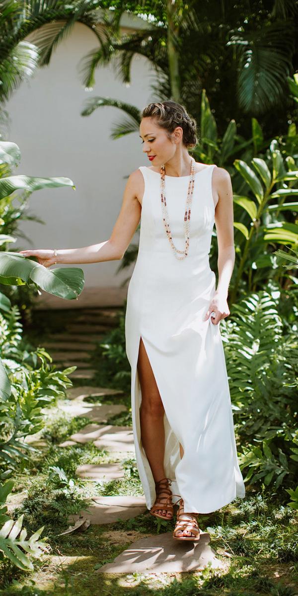 hawaiian wedding dresses sheath jewel neckline simple casual snapmotive