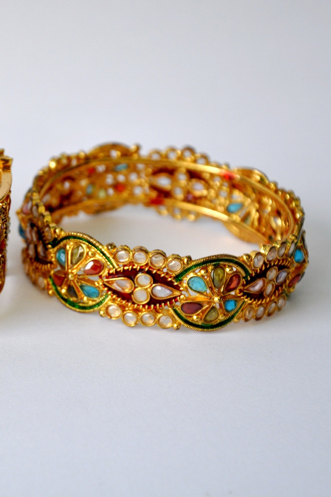  indian diamond bangles for bridal gold with ruby shutterstock