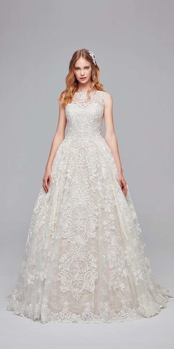 oleg cassini wedding dresses ball gown illusion full lace ivory sleeveless
