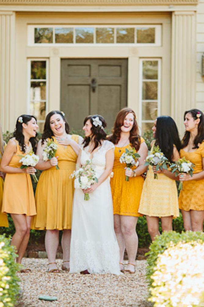 yellow bridesmaid dresses short mustard ben and colleen