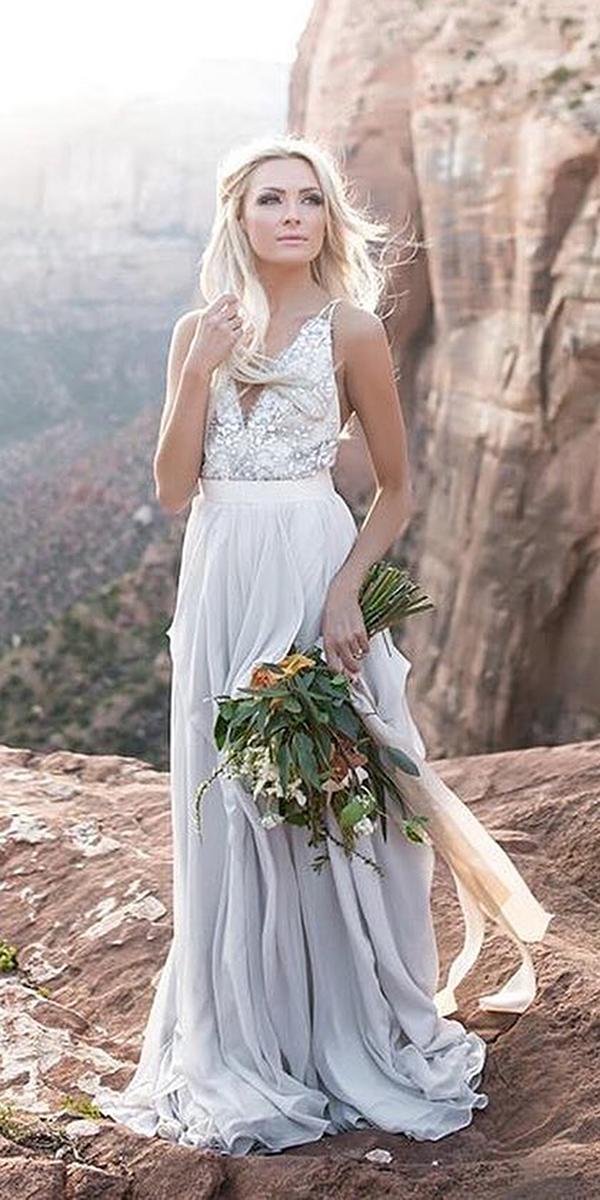 a line wedding dresses with spaghetti straps plunging neckline beaded top truvelle