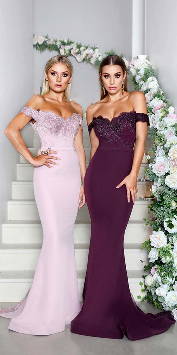 cheap bridesmaid dresses long off the shoulder sequins burgundy pink doll house