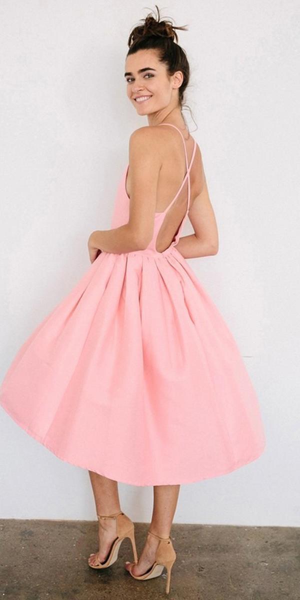 cheap bridesmaid dresses tea length x cross back pink for beach under 50 wedding lovey