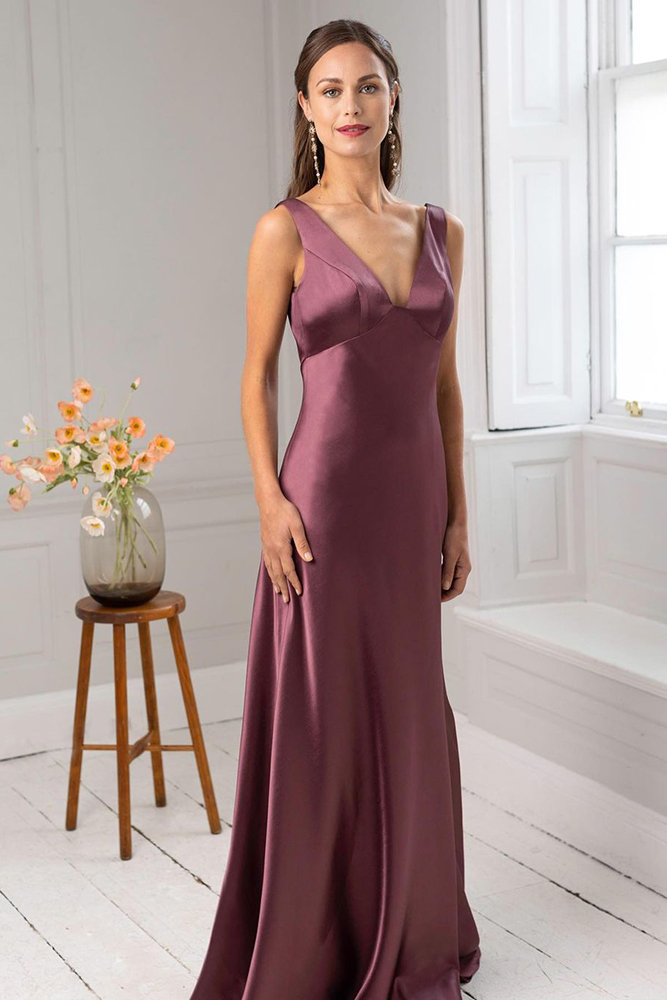 choose mother of the bride dresses satin burgundy simple long truebride