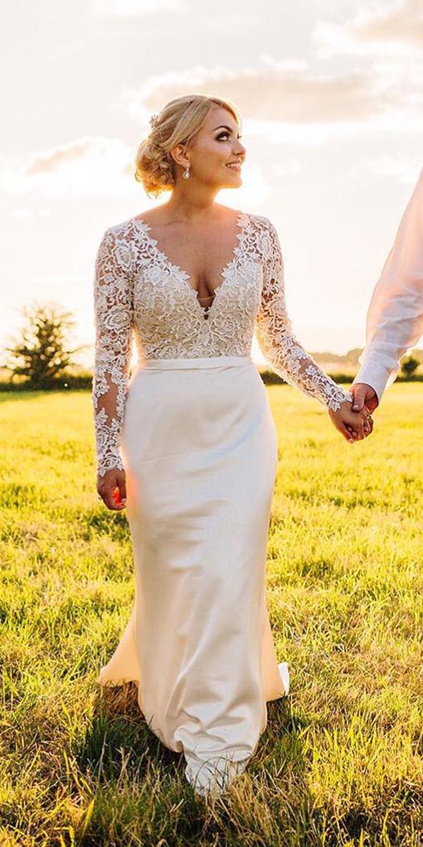 demetrios wedding dresses sheath lace top with long sleeves from real bride