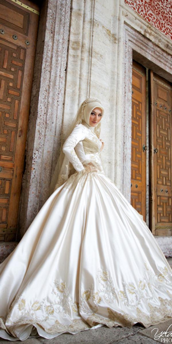 muslim wedding dresses ball gown with long sleeves hijab bride yelda calımlı photography