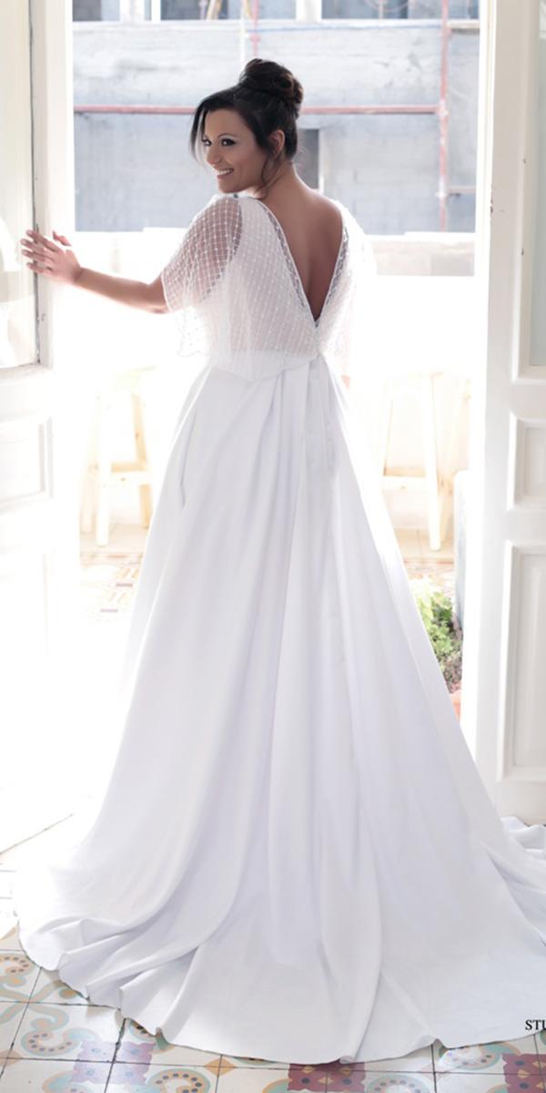 plus size wedding dresses a line v back simple sleveless levana