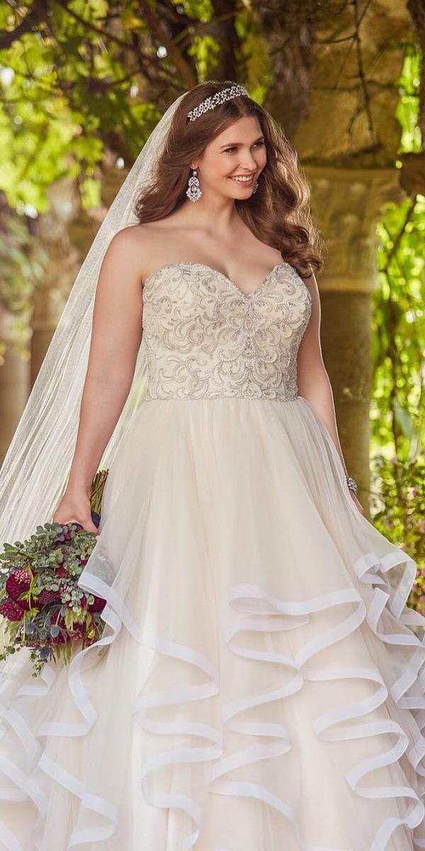 plus size wedding dresses ball gown sweetheart beaded ruffled skirt essense of australia