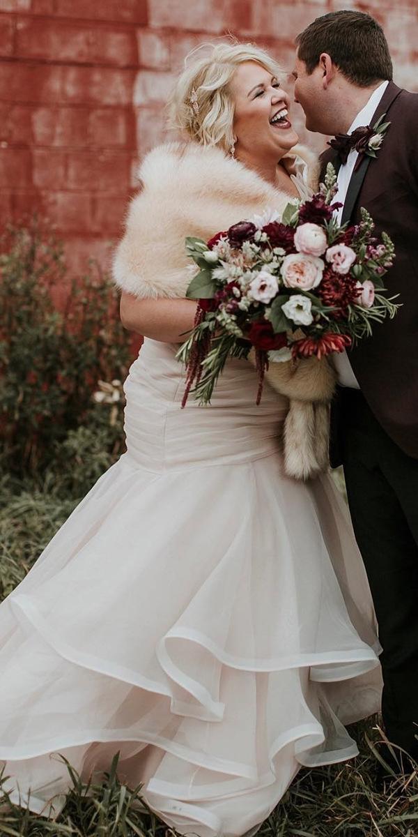 plus size wedding dresses mermaid ruffled skirt with fur essense of australia