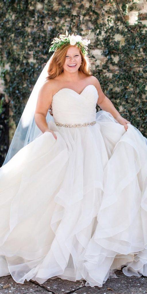 plus size wedding dresses simple ball gown sweetheart strapless beaded belt mori lee