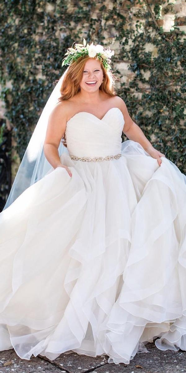 plus size wedding dresses simple ball gown sweetheart strapless beaded belt mori lee