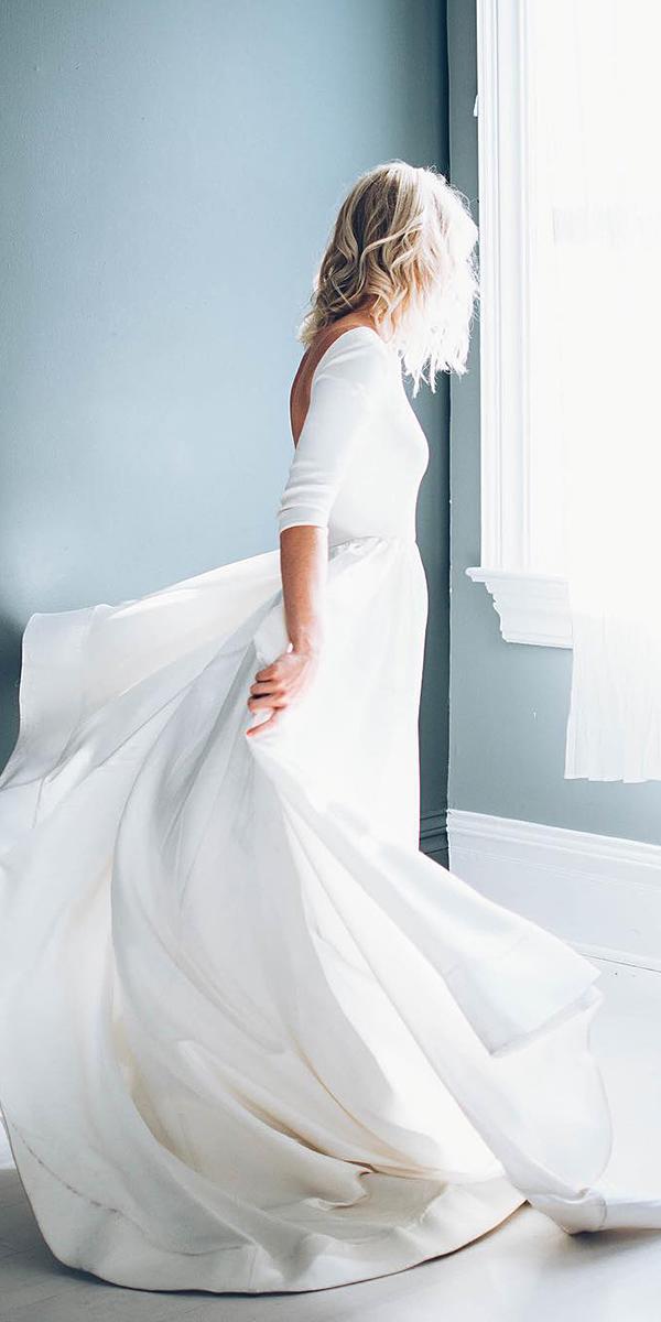 simple white elegant wedding dresses with sleeve chantel lauren designs