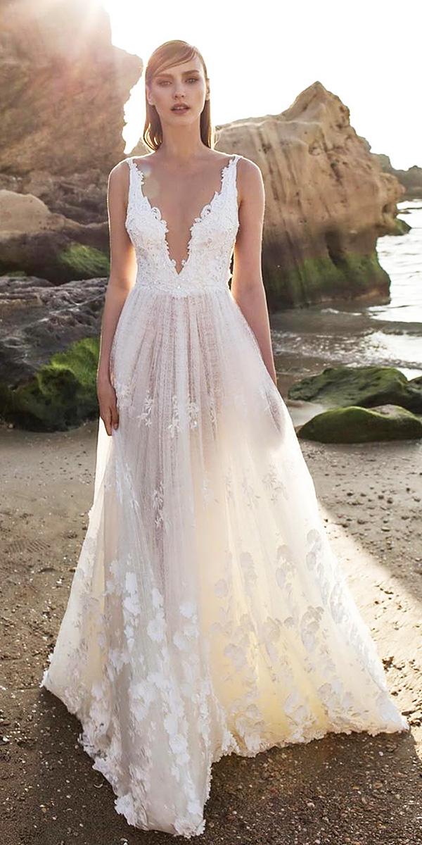 white elegant gowns deep v neckline lace embellishment nurithen couture