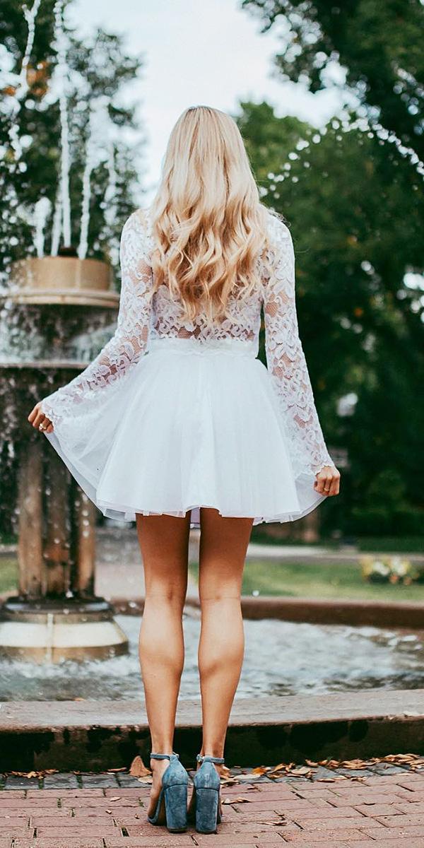 white elegant gowns short lace embellishment with long sleeves bliss tulle