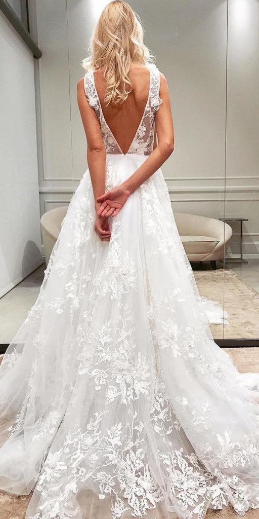 lace beach wedding dresses a line v back floral daalarna couture