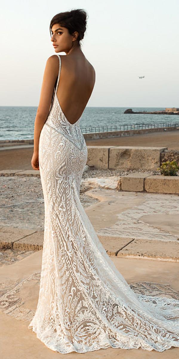 lace beach wedding dresses backless with straps sexy galia lahav