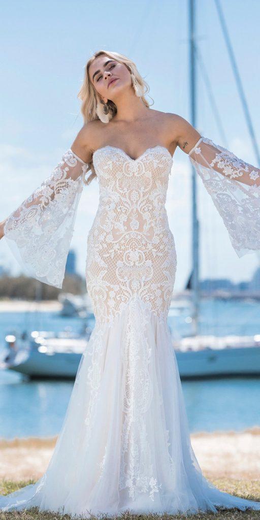 lace beach wedding dresses mermaid with detached sleeves lace the gc bridal lounge