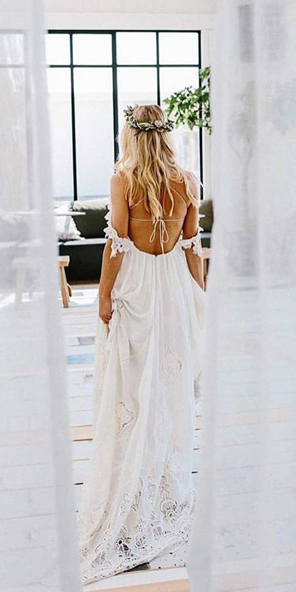 lace beach wedding dresses off the shoulder backless boho rue de seine bridal