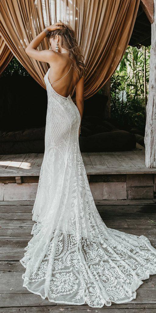 lace beach wedding dresses sheath low back lace with train loversx society