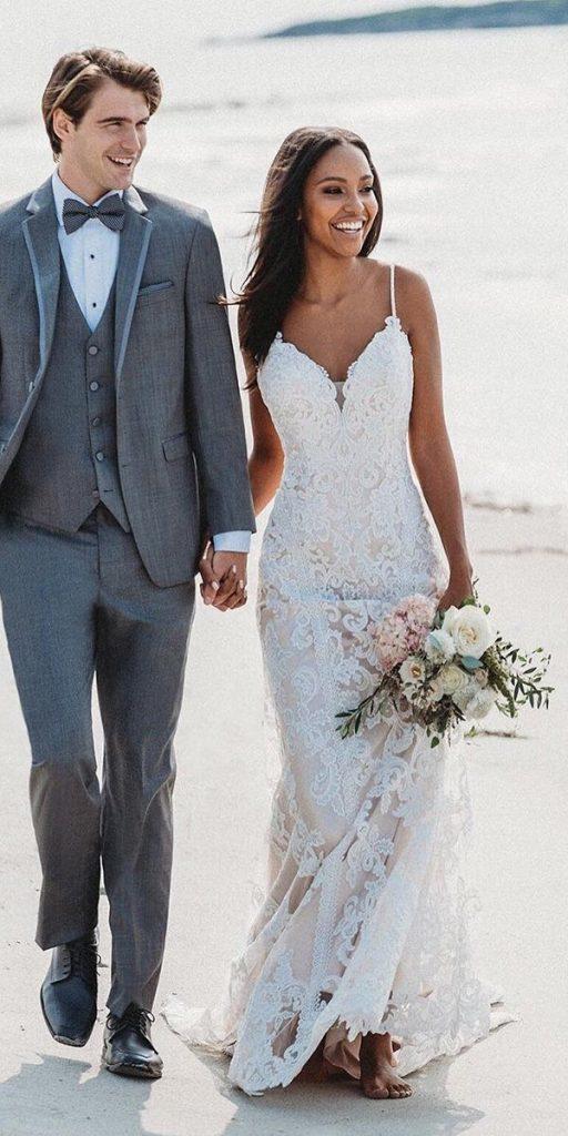 lace beach wedding dresses with spaghetti straps summer allure bridals