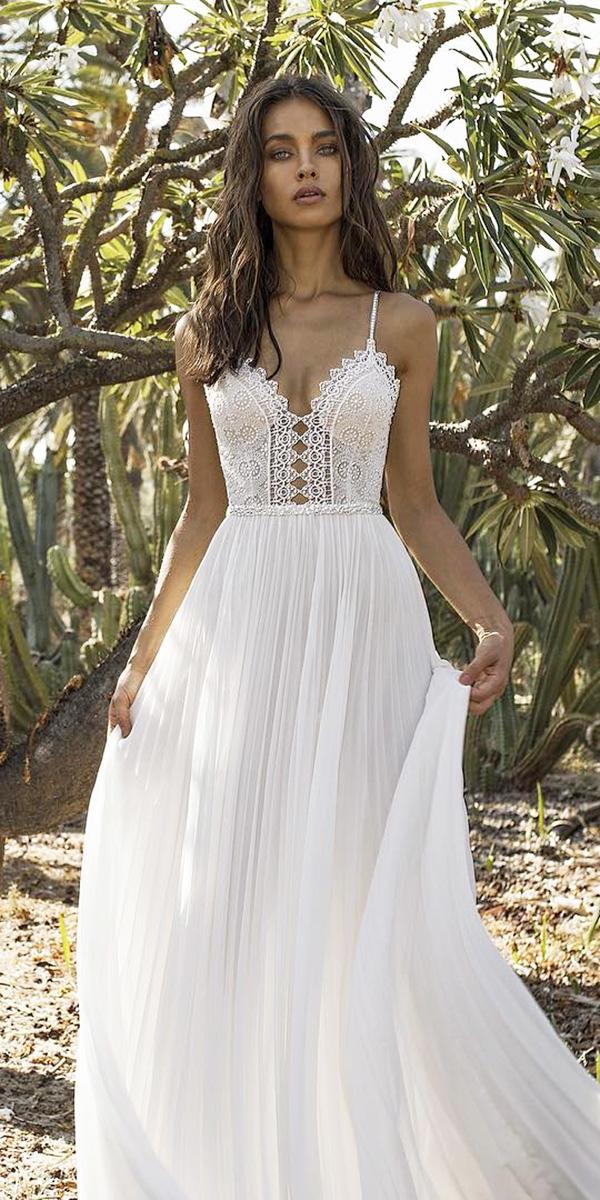 lace beach wedding dresses with straps lace top asaf dadush bridal
