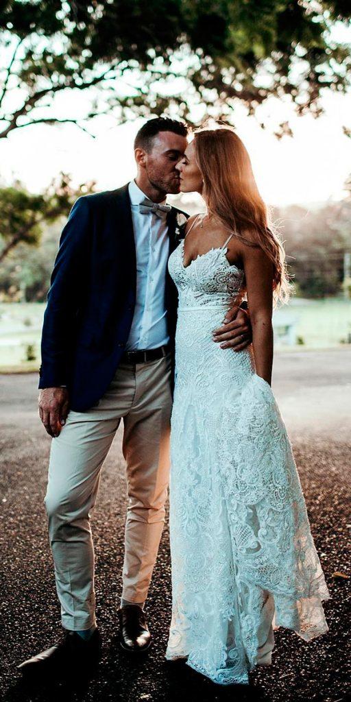 rustic wedding dresses sheath sweetheart neck spaghetti straps lace ivyroad