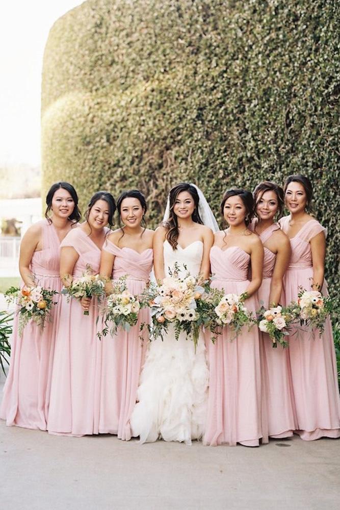rustic bridesmaid dresses country long pink
