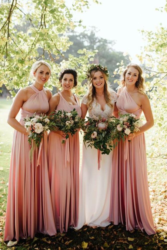  rustic bridesmaid dresses long mismatched pink beach 