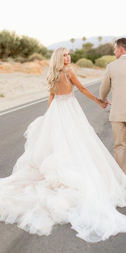 romantic bridal gowns a line simple low back with train galia lahav