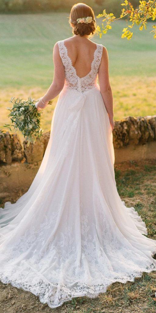 romantic bridal gowns a line v back lace country marie laporte creatrice