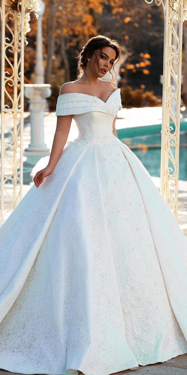 romantic bridal gowns ball gown off the shoulder modest andrra couture