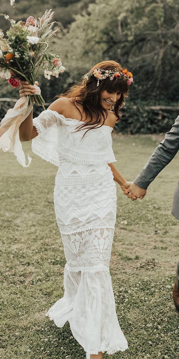 romantic bridal gowns boho straight neckline sheath lace grace loves lace