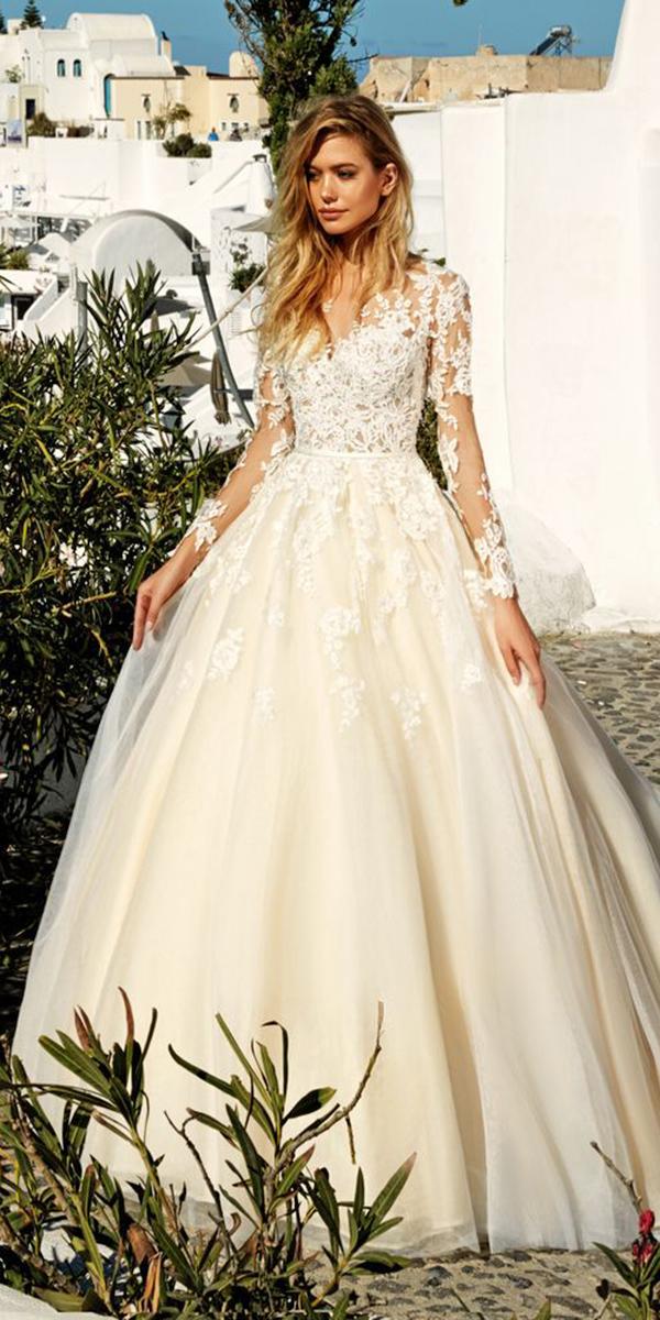 long sleeves floral appliques ball gown wedding dresses 2017 by eva lendel