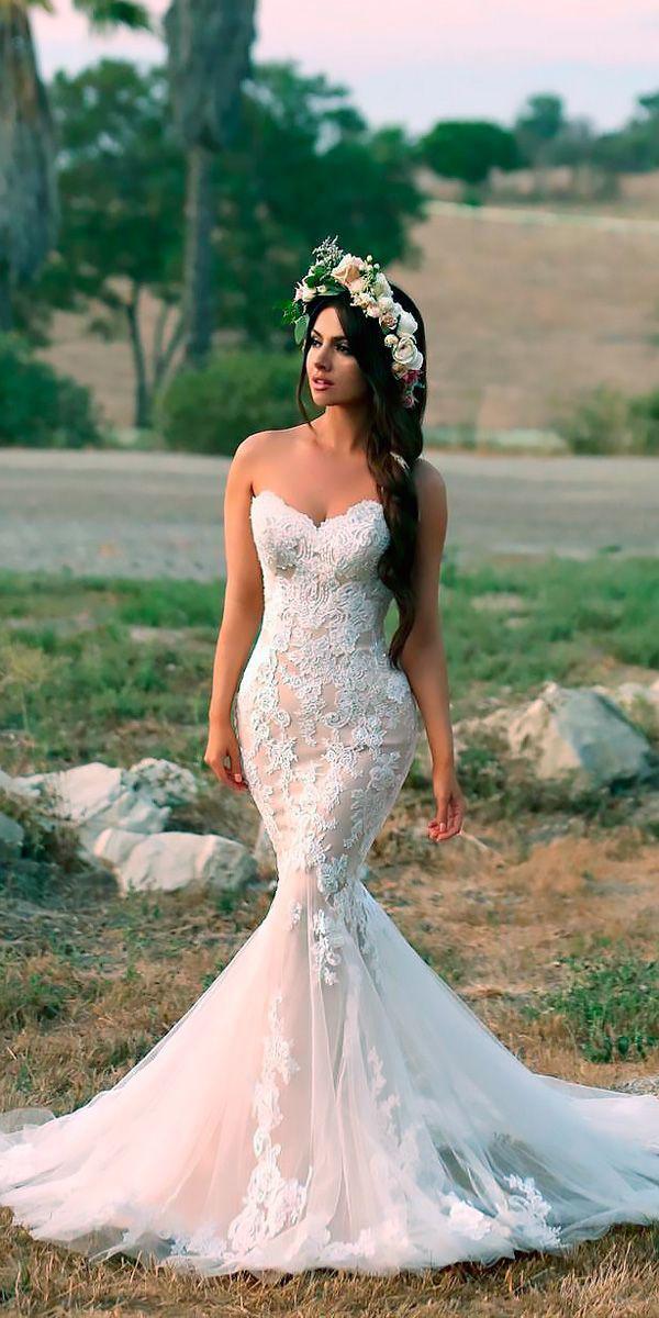  mermaid strapless lace blush wedding gown styles