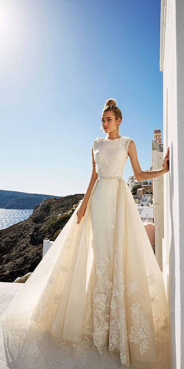sheath lace sleeveless overskirt wedding dresses eva lendel 2017 collection