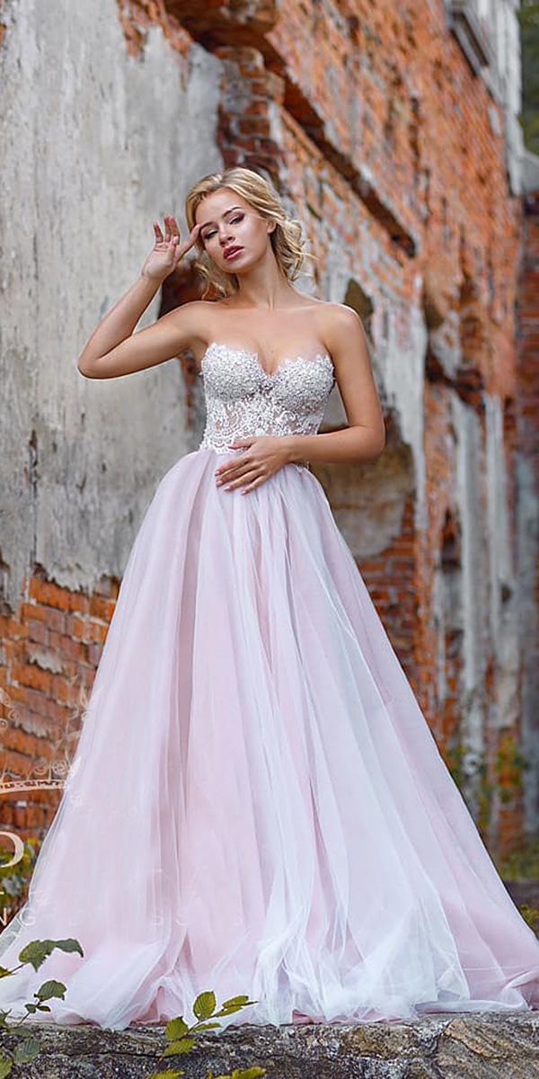 colored wedding gown styles a line sweetheart lace blush skirt espana