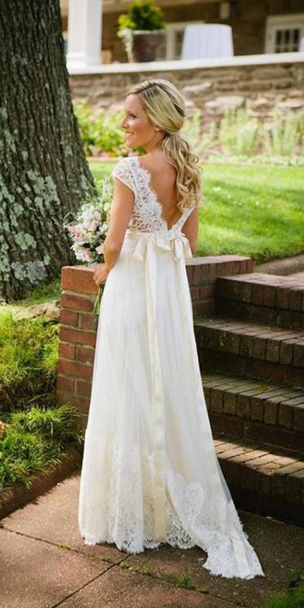  wedding gown styles empire v back lace top with bow claire pettibone