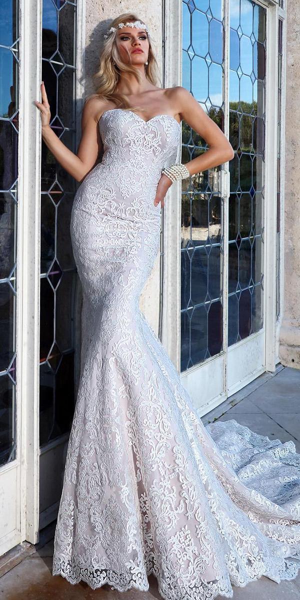 wedding gown styles fit and flare strapless full lace ashley justin brid