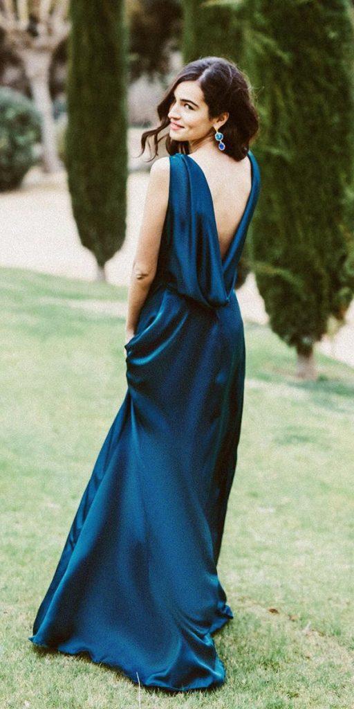 wedding guest gowns long navy v back sleeveless lacroixe