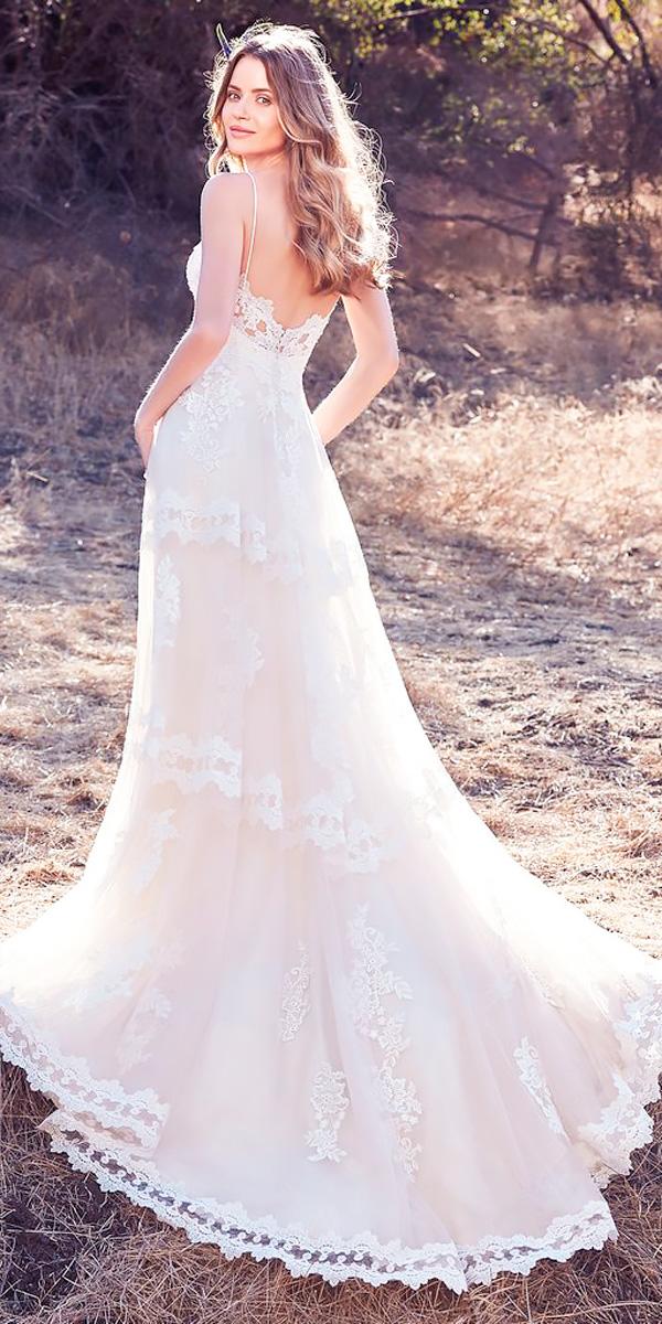 a line boho lace spaghetti straps sweetheart neckline wedding dresses 2018 maggie sottero