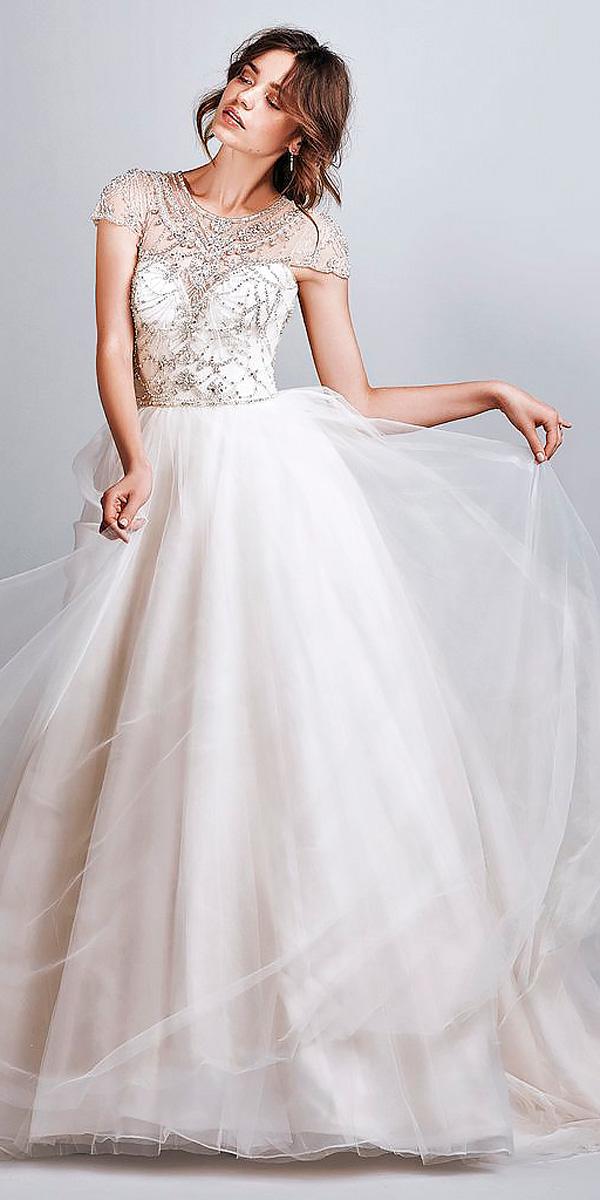 a line illusion beaded neckline vintage rustic wedding dresses with cap sleeves magie sottero