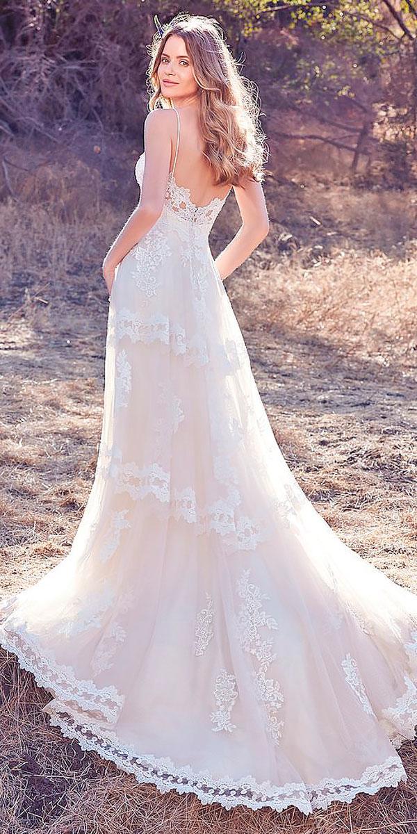 a line lace open back ivory wedding dresses maggie sottero